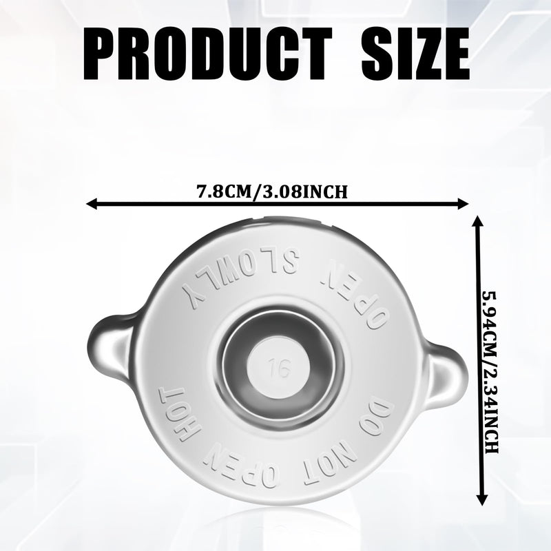 1PC Radiator Cap, 16PSI Car Accessories Waterproof and Leak-proof Cooling Water Cover Replacement, Dual Lug Design Engine Radiator Seal Cap Universal for Most Cars (Silver) Silver