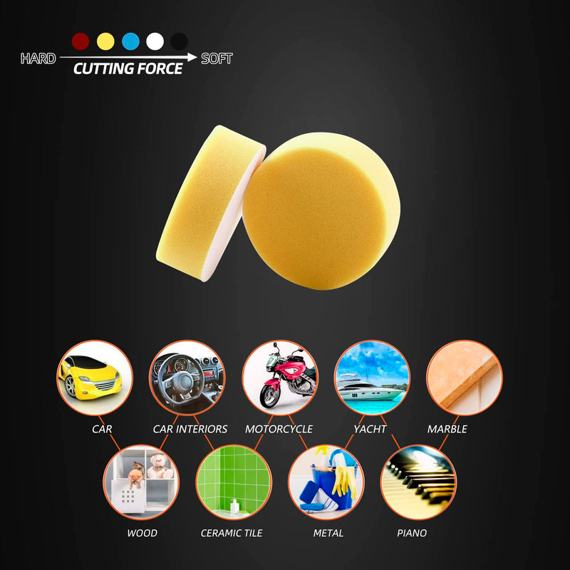 Polishing Pad, ZFE 50pcs 3 inch/80 mm Sponge Buffing Pads, Foam Polishing Pad Kit for Car Sanding, Polishing and Waxing 3 inch 50PCs