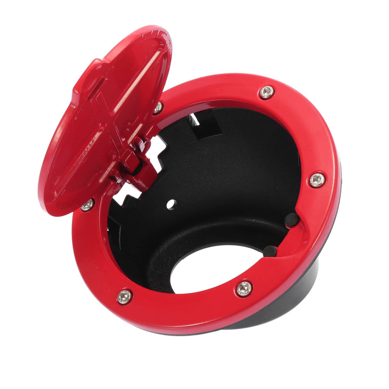 X AUTOHAUX Red Car Gas Fuel Filler Door Cover Fuel Tank Cap for Jeep Wrangler JK Unlimited 2007-2018