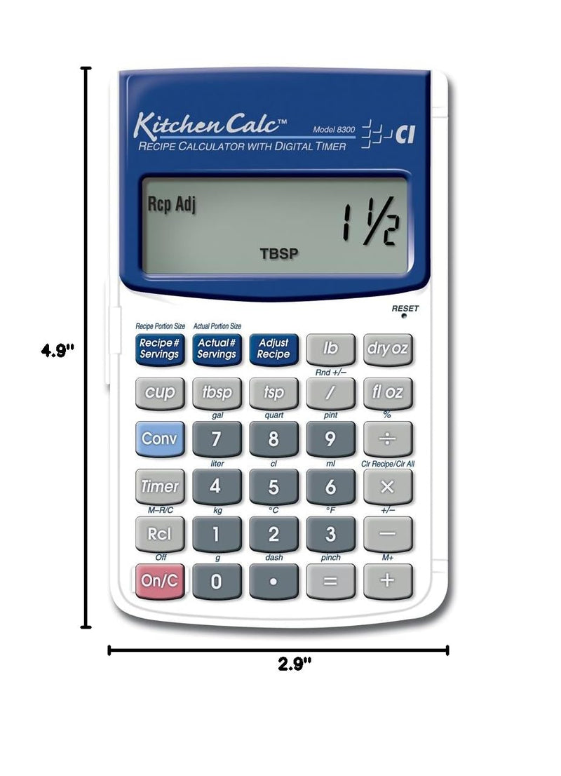 Calculated Industries 8300 KitchenCalc Recipe Conversion and Culinary Math Calculator with Digital Timer for Chefs, Culinary Students, Home Cooks and Bakers | Scale Recipes, Menu Plans, Portion Sizes Handheld
