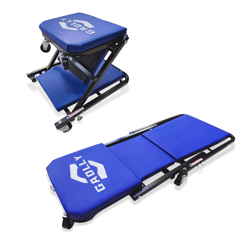 Garage Shop Creepers, Foldable Z Creeper 2-in-1 for Car, 36" Adjustable Roller Garage Chair Lay Down or Sit, 330 LBS Capacity Under Car Roller Creeper with 6 Swivel Casters