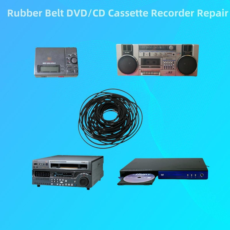 Sam&Johnny Rubber Belt DVD/CD Cassette Recorder Repair Maintenance, 4mm Width Flat Mixed Package 40-135mm Length Pulley Pully Belt Rubber Drive Belts(50/Pack)
