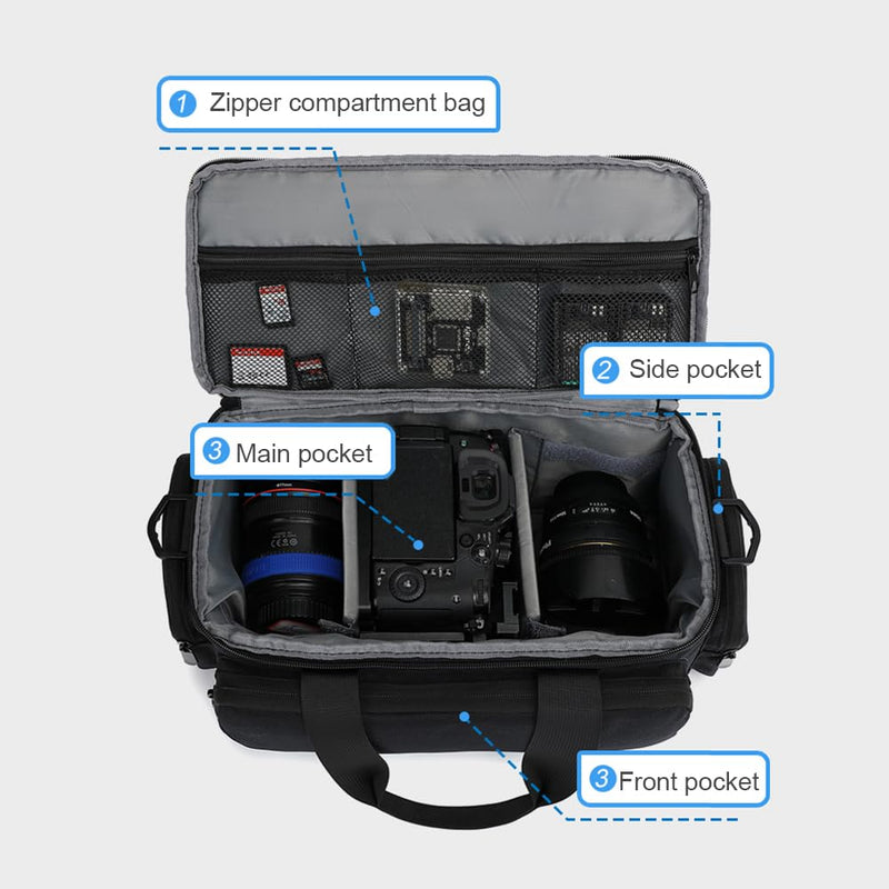 Andoer Camera Case Small Camera Bag Travel Camera Shoulder Bag Water-Resistant Shock-Proof Camcorder Bag DSLR Camera Bag for Mirrorless Camera with Removable Dividers and Shoulder Strap for Women Men