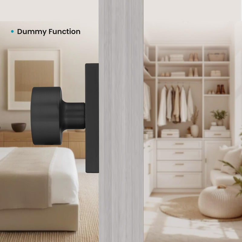 Dummy Door Knobs Black, Heavy Duty Zinc Alloy Closet Door Knobs Interior, No-Turning Single Side (4 Pieces/2 Pack) Dummy 2