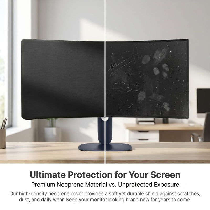 Dust Cover for Alienware 34" Curved Gaming Monitor, Neoprene | Compatible with AW3425DWM, Sleek Black Anti-Scratch Dust Guard with Back Elastic Straps & Snug-Fit Velcro