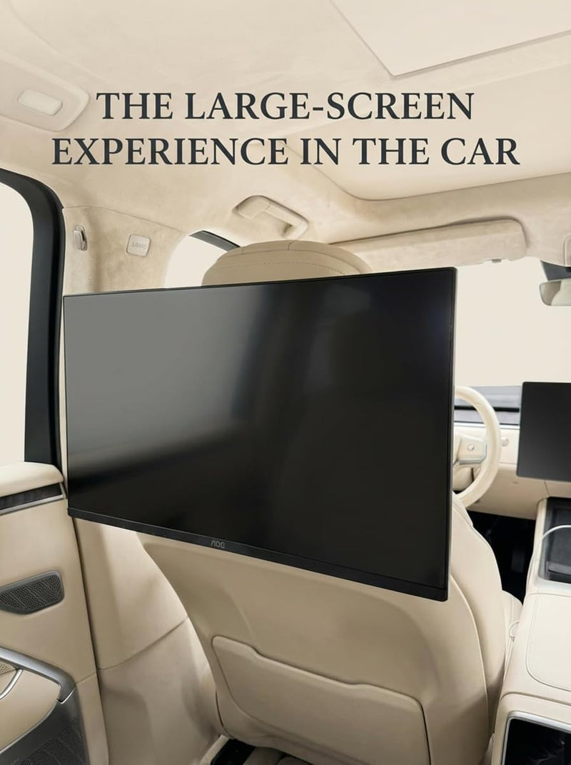 Heavy Duty Car Headrest Mount for 15.6" Portable Monitor, 2-in-1 VESA&Clip Tablet Holder for 4.7-20" Screens, Backseat Gaming Holder Compatible with Monitors, iPad, Stable Road Trip Stand for Kids