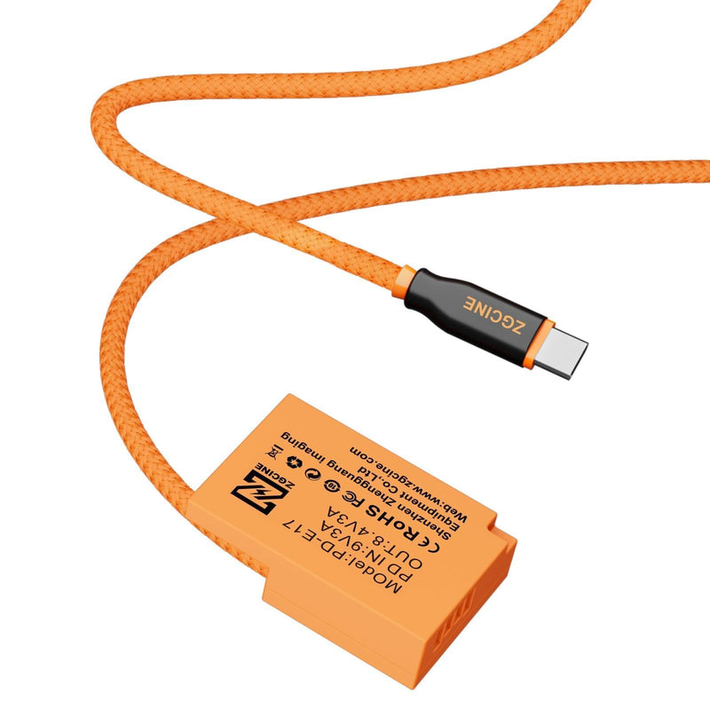 USB-C PD to LPE17 Dummy Battery Cable, DR-E18 DC Coupler Replacement | for Canon R8 RP R10 R50 R50 V R100 77D 850D 800D 760D 750D, Rebel T8i SL3 SL2; 8.4V Output, braided, non-pop-up