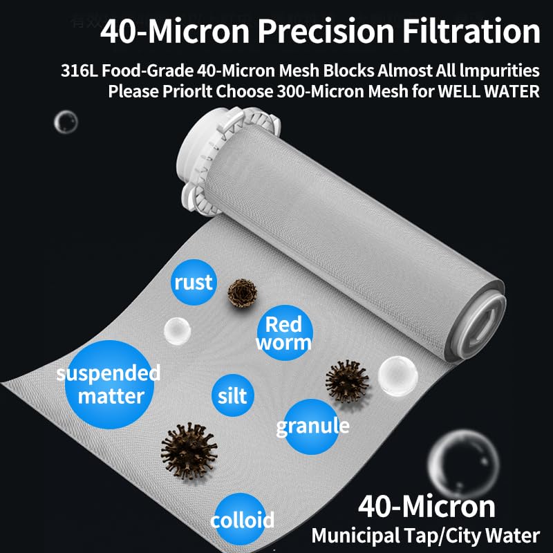 40 Micron 3/4" Sediment Filter, Filters For Well Water,Sediment Water Filter,Spin Down Whole House for Water,Washing Machine Filter Free