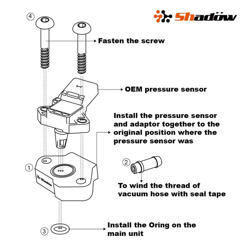 Shadow Turbo Boost Adapter Aluminum Boost Tap Kit for VW Audi Seat Skoda EA211 1.2TSI 1.4TSI Engine Boost Pressure Gauge Adaptor