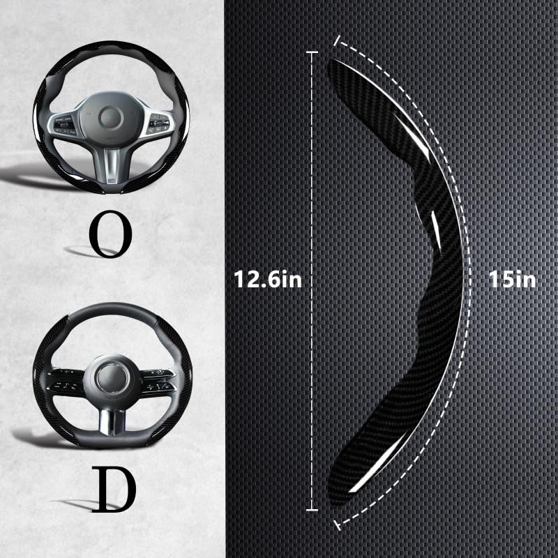 Carbon Fiber Steering Wheel Covers 3 Piece Clip on Steering Wheel Cover (Black) Black 14"-16"