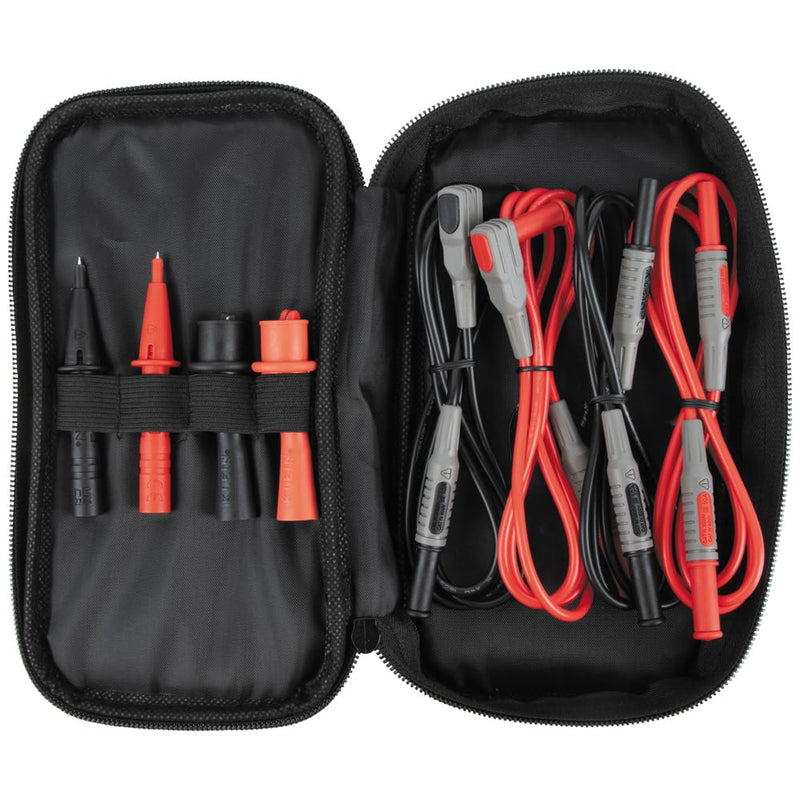 Klein Tools 69483 Meter Test Leads Accessory Kit with (2) Right-Angle, (2) Extenders, (2) Lead Heads, (2) Alligator Clips, and Case Meter Accessory Kit
