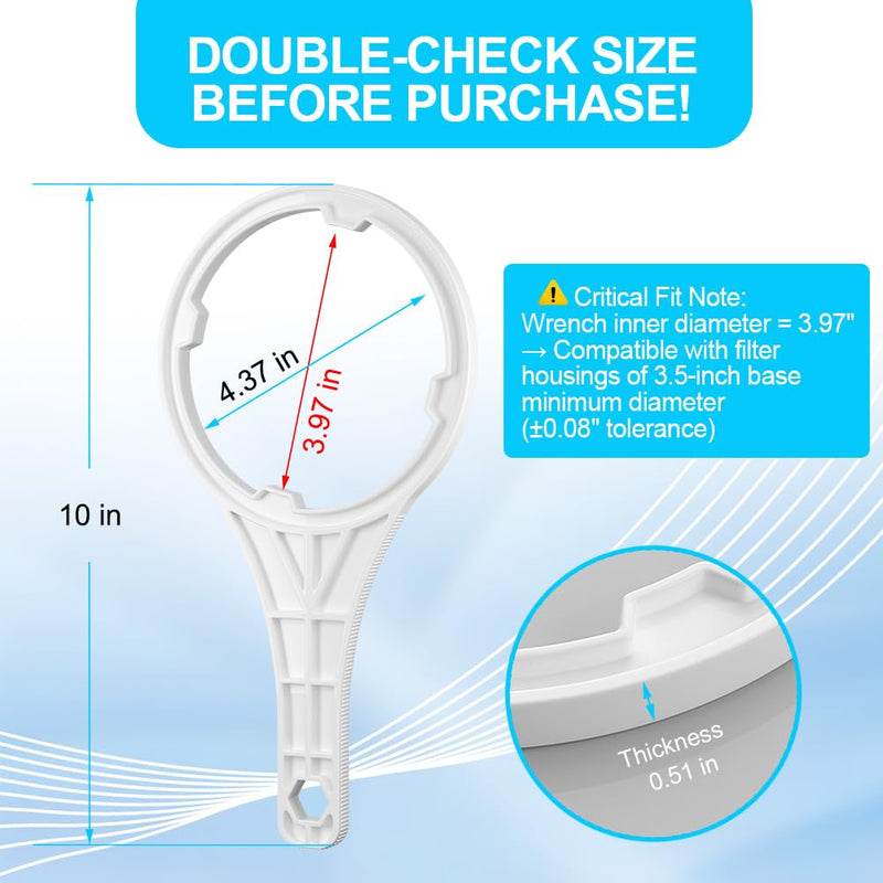 Heavy Duty Water Filter Wrench for 2.5x10 & 2.5x20 Inch Cartridges - 3.5 inch Max Grip Fits RO System, Under Sink Filter & Slim Housings - Durable ABS Plastic Tool with Anti-Slip Teeth Slim (Fits 2.5"x10" & 2.5"x20")