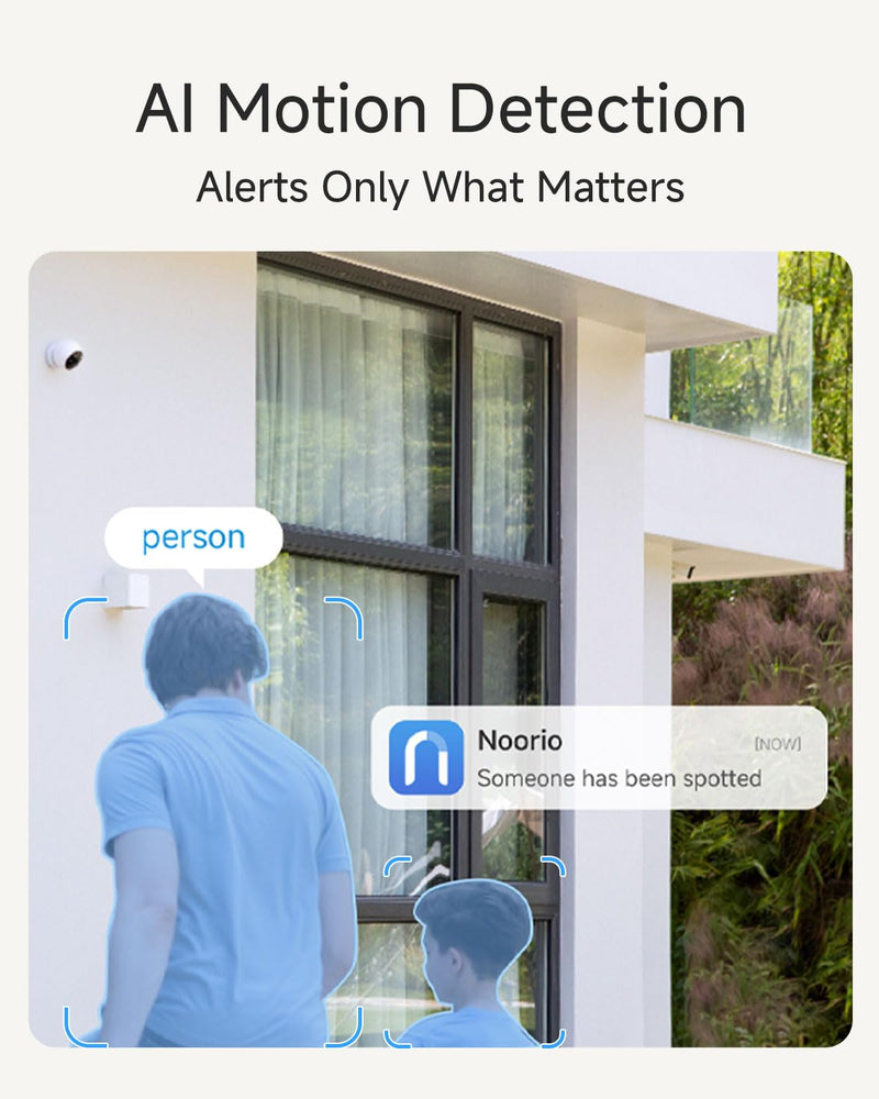 Noorio Security Cameras Wireless Outdoor/Indoor Magnetic, Cameras for Home Security Battery Powered, 1080P AI Motion Detection 2.4G WiFi Security Camera Outdoor, 8GB Free Local Storage MagCam, B200-SE 1080P Battery Camera