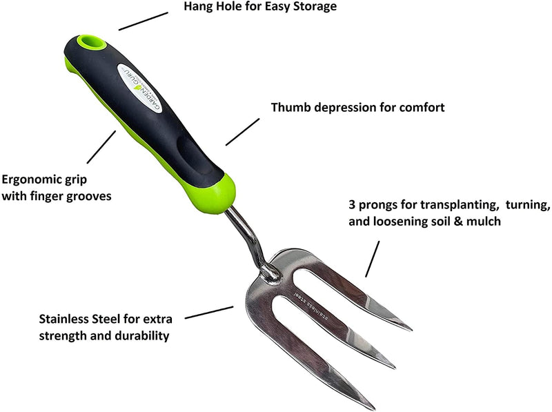Garden Guru Garden Hand Weeder Tool Set 3pc Dandelion Weeder, Fork, Patio Weeder – Heavy Duty Stainless Steel Gardening Weeding Tools - Ergonomic Comfort Grip Handle 1 Pack Weeding Set