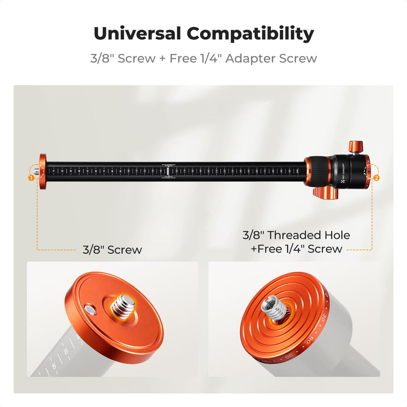 K&F Concept 16.1" Horizontal Tripod Center Column Arm, Aluminum Alloy | 360° Rotatable & 180° Tilt, For Overhead Macro Photography, D-Shaped Tube Anti-Twist, Load up to 11lbs, MS104 MS104 16"