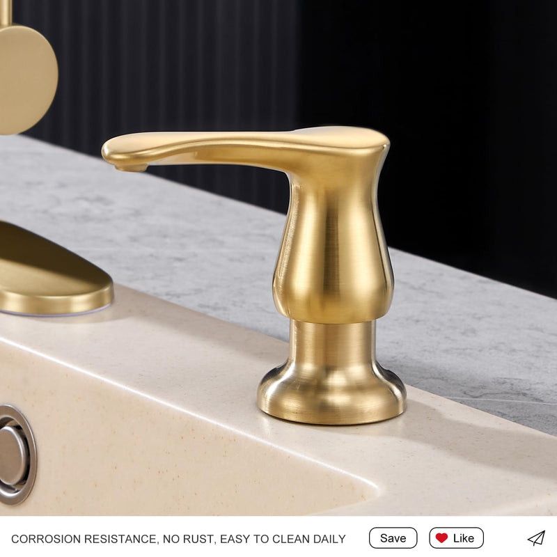 GAGALIFE Kitchen Sink Soap Dispenser Brushed Gold, Under Sink Soap Dispenser with 40" Silicone Extension Tube, Say Goodbye to Frequent Refills with Hose