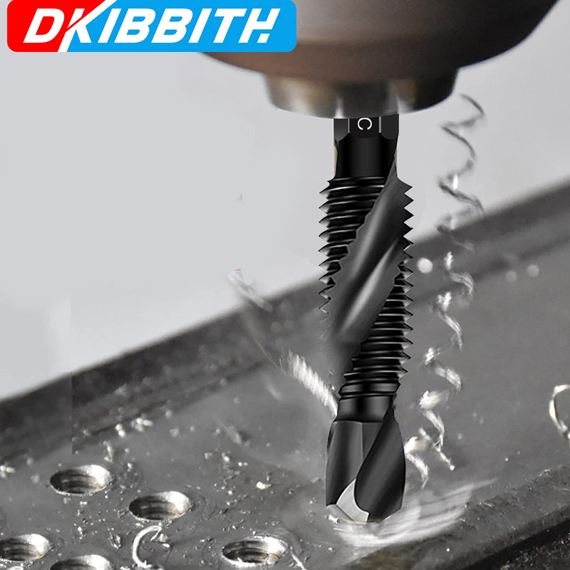 Drill & Tap Bits Set of 13 pcs - 6 SAE Sizes: 6-32NC to 1/4-20NC, 6 Metric Sizes: M3 to M10 and a Quick-Change Adapter – Combine Drilling Tapping Threading Countersinking Functions in One Bit, Black 13 Pcs Tap Set