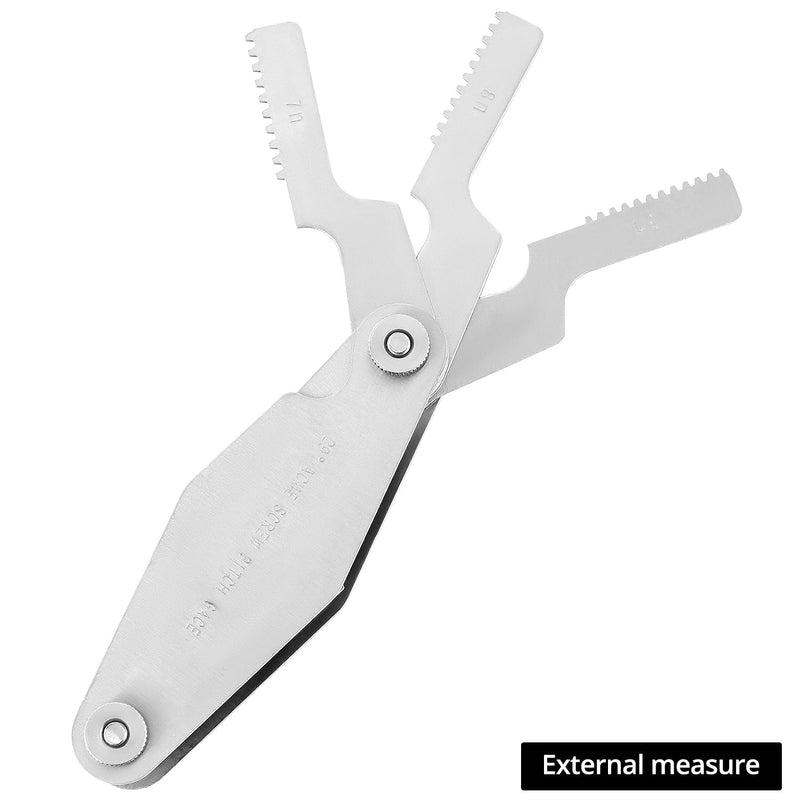 QWORK 29 Degree Acme Screw Pitch Gauge Set, 16-Piece Steel Thread Pitch Measuring Tool with Laser Engraved Scale for Internal and External Threads