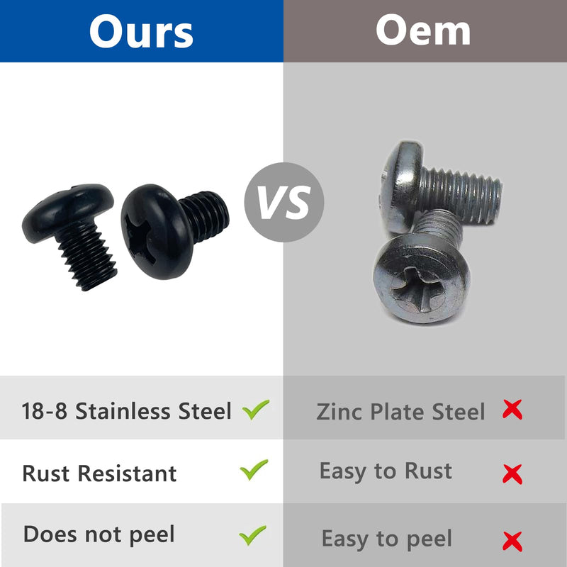 Rear License Plate Screws Black Compatible with Audi and VW M6-1.0 X 10mm 18-8 Stainless Steel Phillips Pan Head 8 Pack