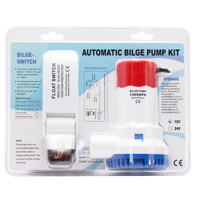 MAKERELE 12V 1500GPH Low Noise Electric Bilge Pump, Non-automatic Pump For Water Tank Pool Yacht RVS Ets 1500gph bilge pump with switch