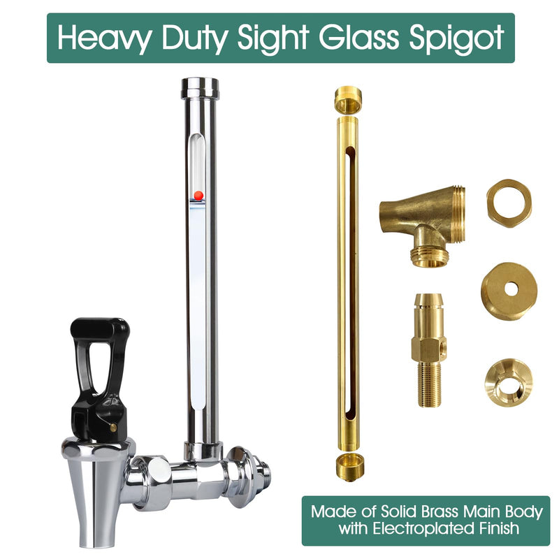 Sight Glass Spigot for Berkey Water Filter Gravity-Fed System,10"Inside Brass Sight Glass Clear View Water Level View Stainless Steel Spigot for Berkey&Waterdrop Alexapure Purewell Gravity Filter Tank