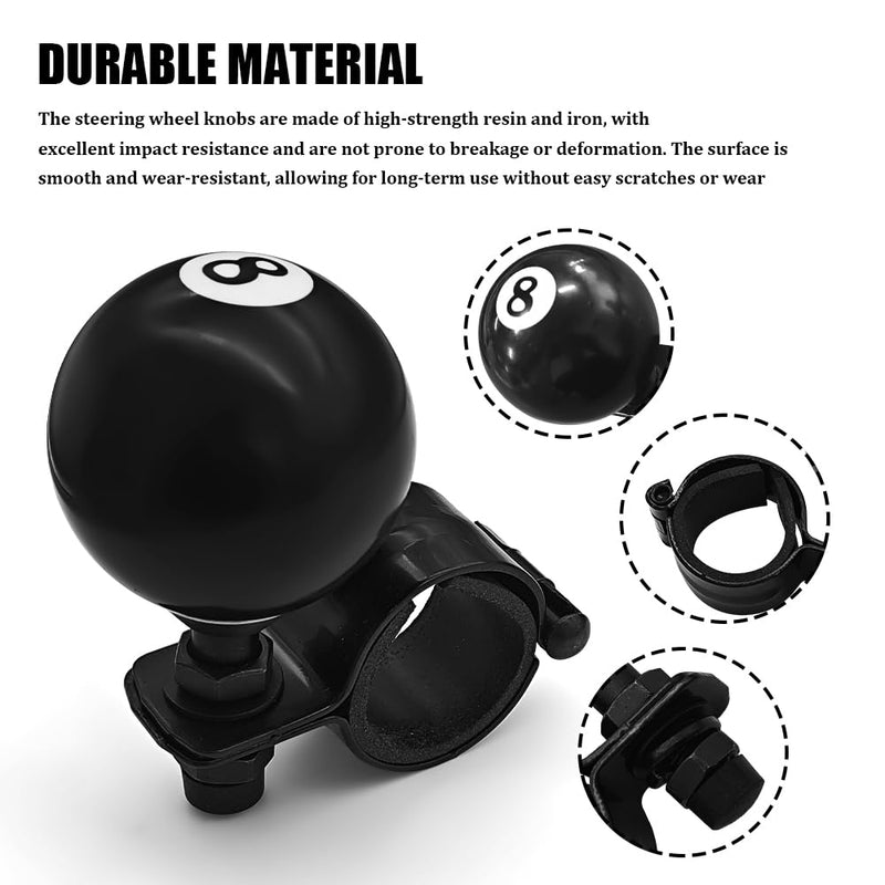 8 Ball Steering Wheel Knob Spinner, Suicide Knob, Heavy Car Turning Suicide Spinner Handle, Universal 360 Degrees Rotation Steering Wheel Accessories Compatible with Most Vehicles