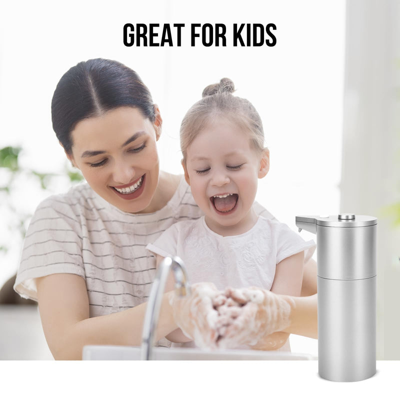 Aunmaon Automatic Soap Dispenser Touchless,Upgrade Adjustable Volume for Thick and Thin Liquid Battery Hand Soap Dispenser,Dish Soap Dispenser Kitchen Bathroom,Auto Soap Dispenser Hands Free Silver