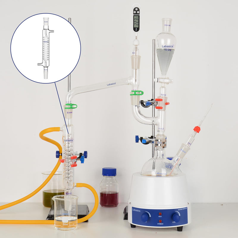 Labasics Borosilicate Glass Allihn Condenser with 24/40 Joint 400mm Jacket Length Lab Glass Condenser 400 mm