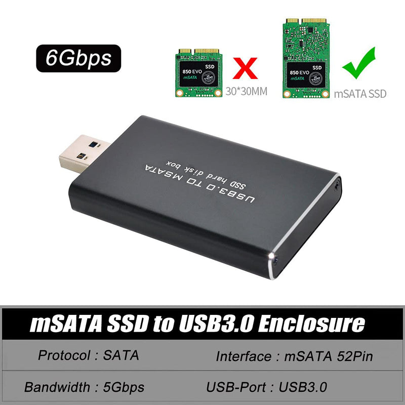 50Pin Mini PCI-E mSATA SSD to USB 3.0 Type-A External PCBA Conveter Adapter 5Gbps Pen Driver Card Enclosure with Case MSATA to USB3.0 with Cover