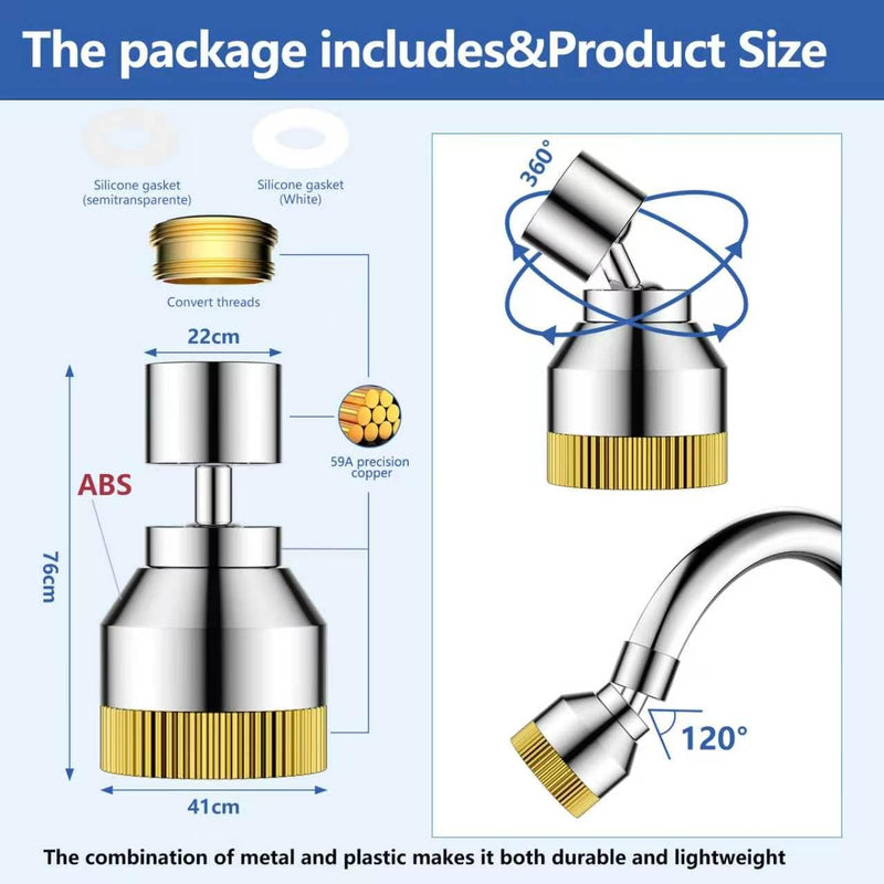 Faucet Sink Aerator/Extender/Sprayer/nozzle,Faucet Attachment Replacement for Bathroom&Kitchen, Anti-slip Swivel Aerator with 55/64" Threaded Adapter (Standard Silver) Standard Silver