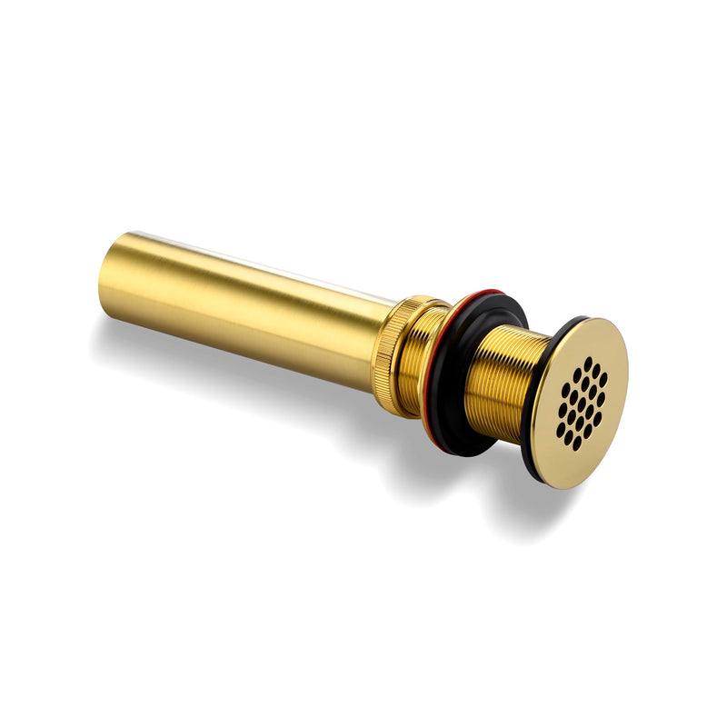 Luxier Brass Bathroom Sink Grid Drain Strainer for Vessel and Vanity Sinks Without Overflow in Brushed Gold, DS05-TG