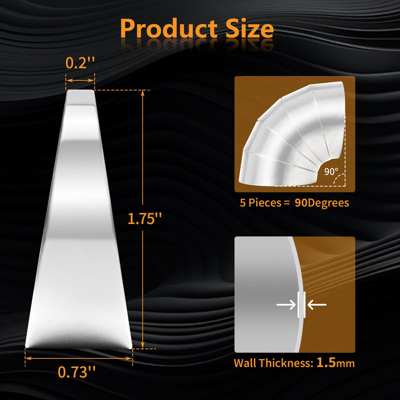 304 Stainless Steel Pie Cuts, 1.75'' Polished Exhaust Cutout Laser Cut and Deburred for Custom Exhaust System 5 Pcs 1.75''