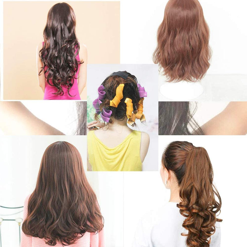 Hair Curlers Styling Kit 20 Pieces Spiral Magic Curls 55 cm No Heat Hair Curler with Styling Hooks for Most Kinds of Hairstyles Multi-colored