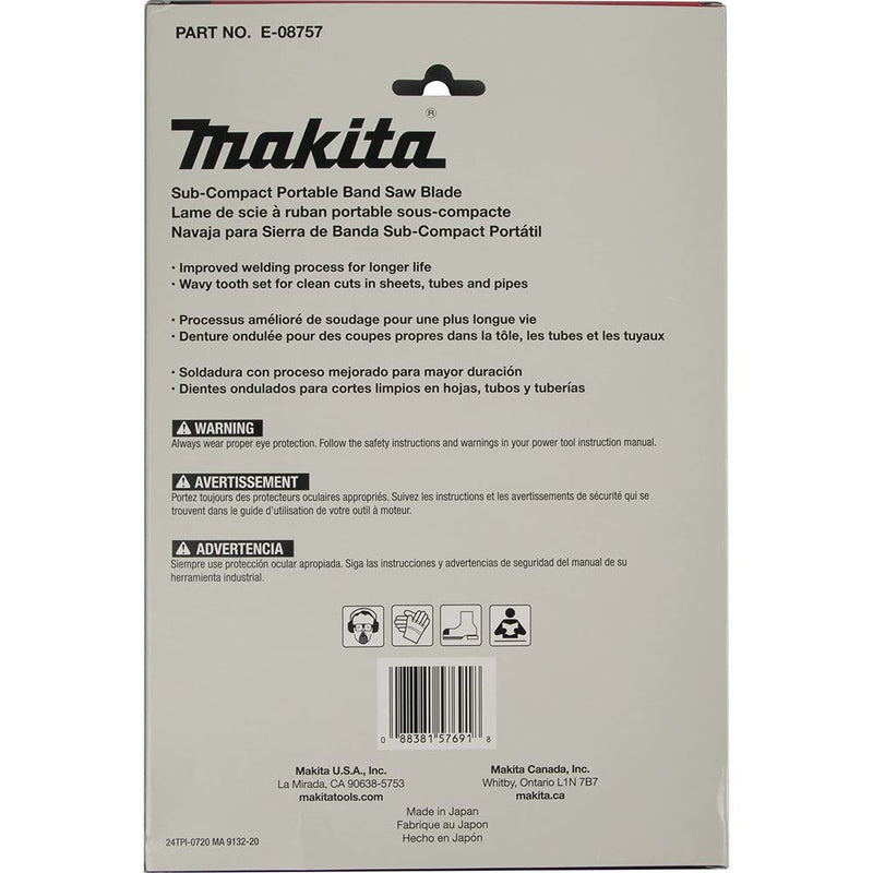 Makita E-08757 28-3/4" 24 TPI Bi-Metal Sub-Compact Portable Band Saw Blade, 5/pk