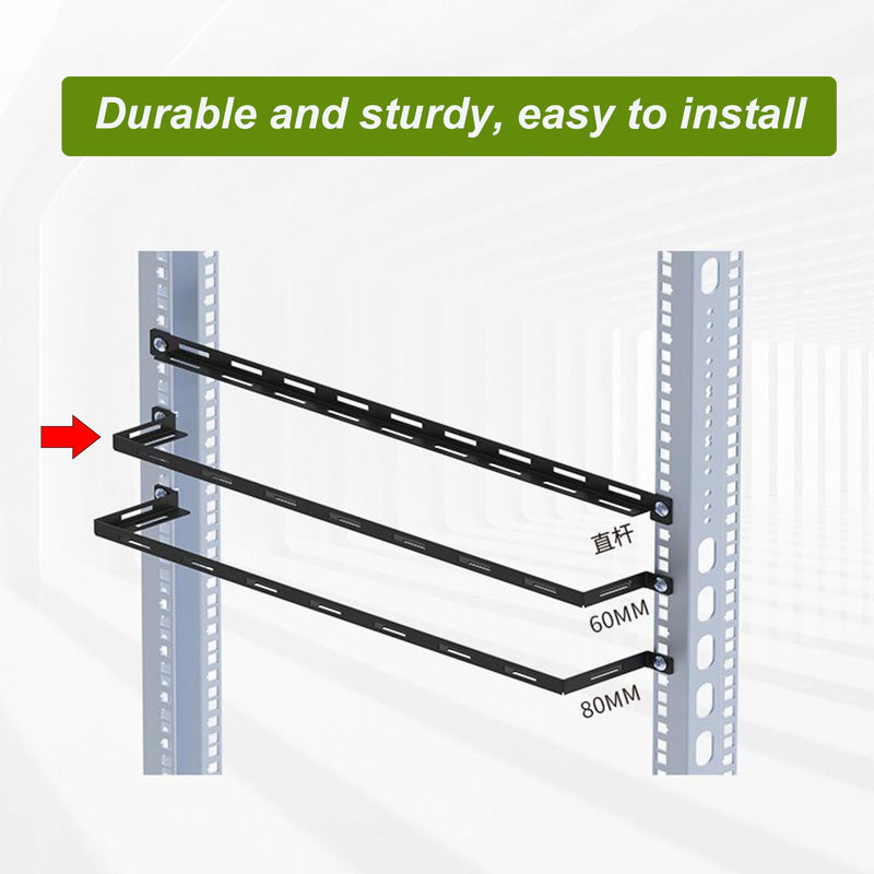 0.5U Rack Horizontal Mountable Cable Lacing U Bar, 19" Cabinet | Depth 2.36" ,with 4pcs Cage Nuts & Screws, 20pcs Cable Ties, fit for Network Cabinet Mount Wire Management