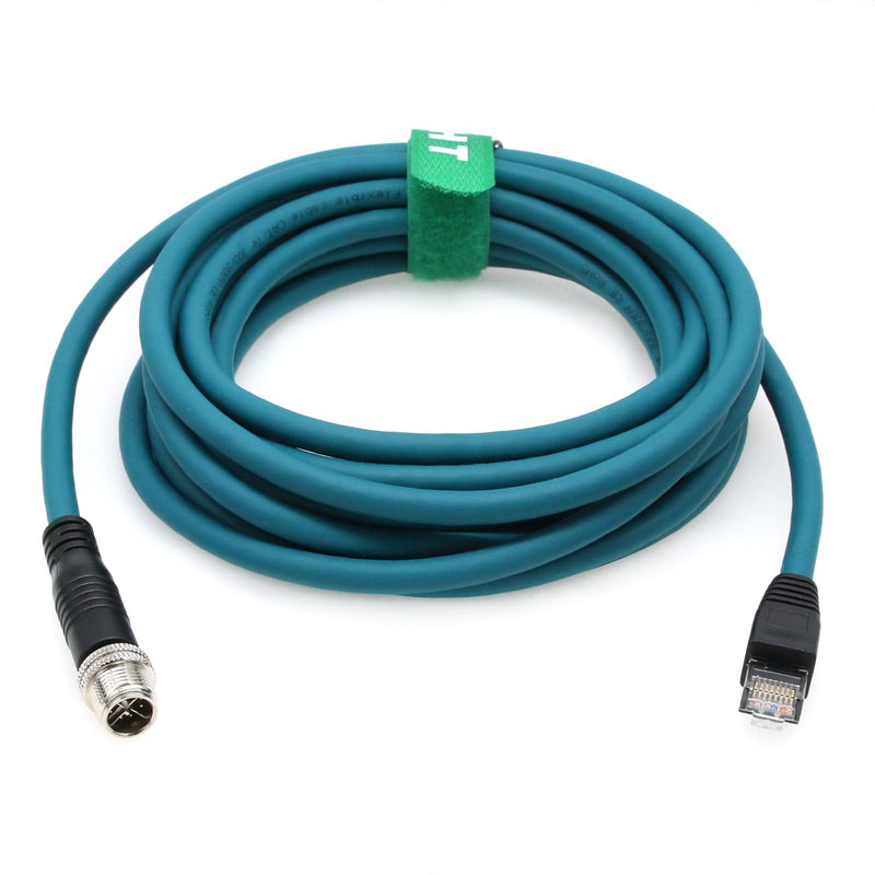 M12 Ethernet 8 Pin X-Code RJ45 CAT-7e GigE Cable for Basler Cognex Vision Camera Sensor Barcode Reader PLC Router Switch Network 1M 1 meter