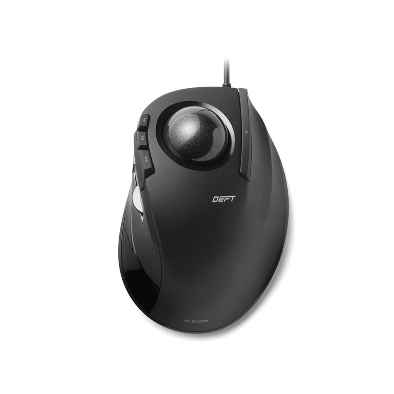 ELECOM DEFT Trackball Mouse, Wired, Finger Control, 8-Button Function with Smooth Tracking, Ergonomic Design, Windows11, macOS (M-DT2URBK) Black / Black ball