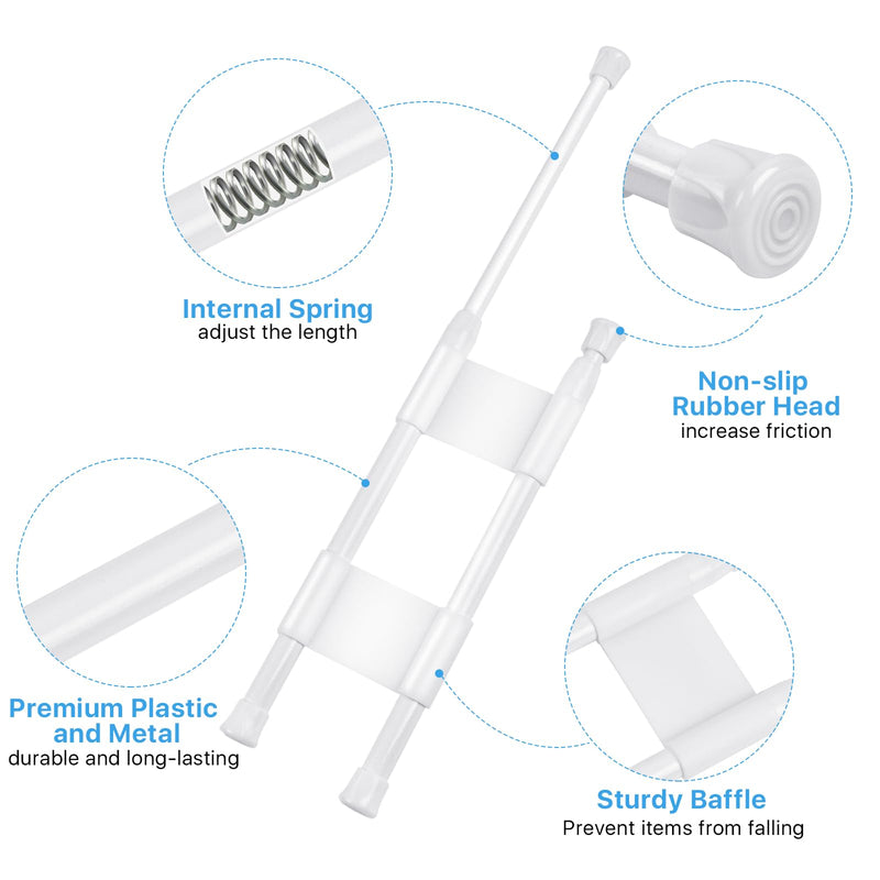 4 Set Double Rv Refrigerator Bars, Adjustable Spring Tension Fridge Rod Extendable to 9.8-16.7inch, Non-Slip Rv Refrigerator Accessories, Small Tension Rod for Holding Food Drinks in Place