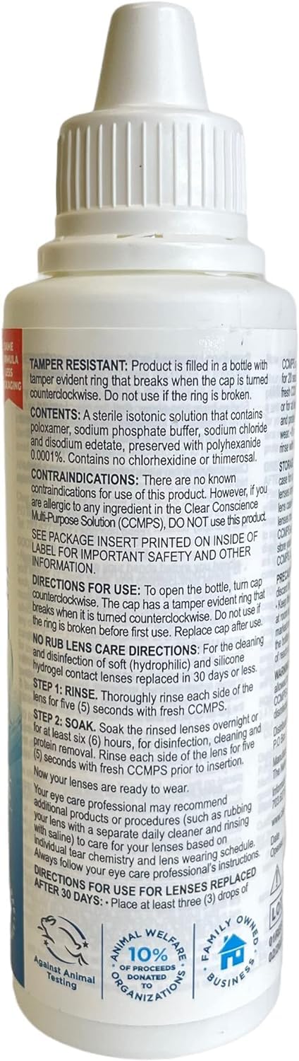 Cruelty-Free Contact Lens Solution 12oz - Multi Purpose Contact Solution & Contact Lens Cleaner - Eye Contact Solution, Sterile Isotonic Contact Lenses Solution by Clear Conscience 12 Fl Oz 1