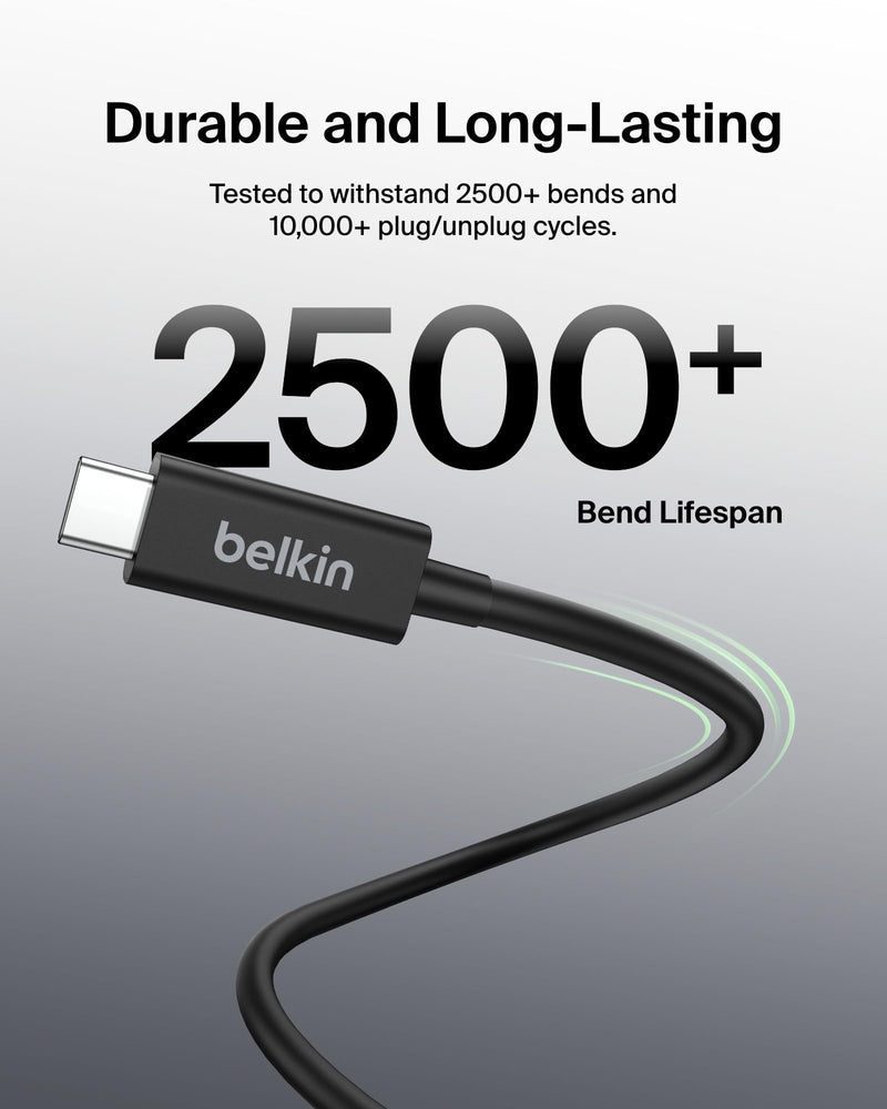 Belkin Thunderbolt 4 Cable (1M, 3.3ft Power Cable), USB-C to USB-C Cable w/ 100W Power Delivery, USB 4 Compliant, Compatible with Thunderbolt 3, MacBook Pro, eCPU & More - Intel Thunderbolt Certified 1M 1M Cable Length