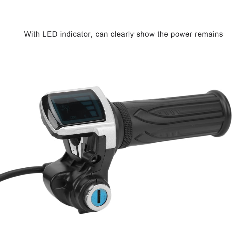 48V Half Twist Throttle, Electric Bike Throttle with LED Display Grip Lock Key Set for Ebike Motorcycle Scooter