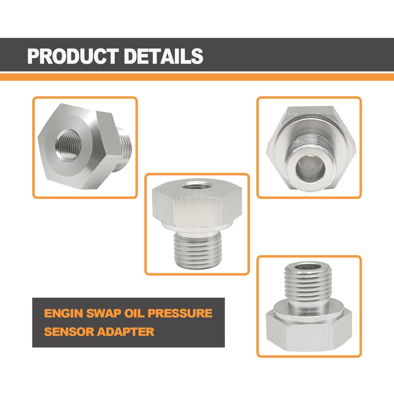 LS Engin Swap Oil Pressure Sensor Adapter, M16-1.5 Adapter to 1/8 NPT Oil Pressure Sensor Fitting for All GM LS Engines LS1 LSX LS3 4.2L 4.3L 4.8L 5.3L 6.0L 6.2L