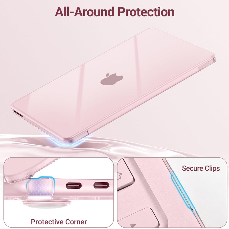 MOSISO Compatible with MacBook Neo Case 13 inch 2026 A3404 A18 Pro Chip | Precision Fit Crack&Scratch Resistant Hard Case&Puffy Sleeve Bag&Keyboard Skin&Webcam Cover&Screen Film, Crystal Blush