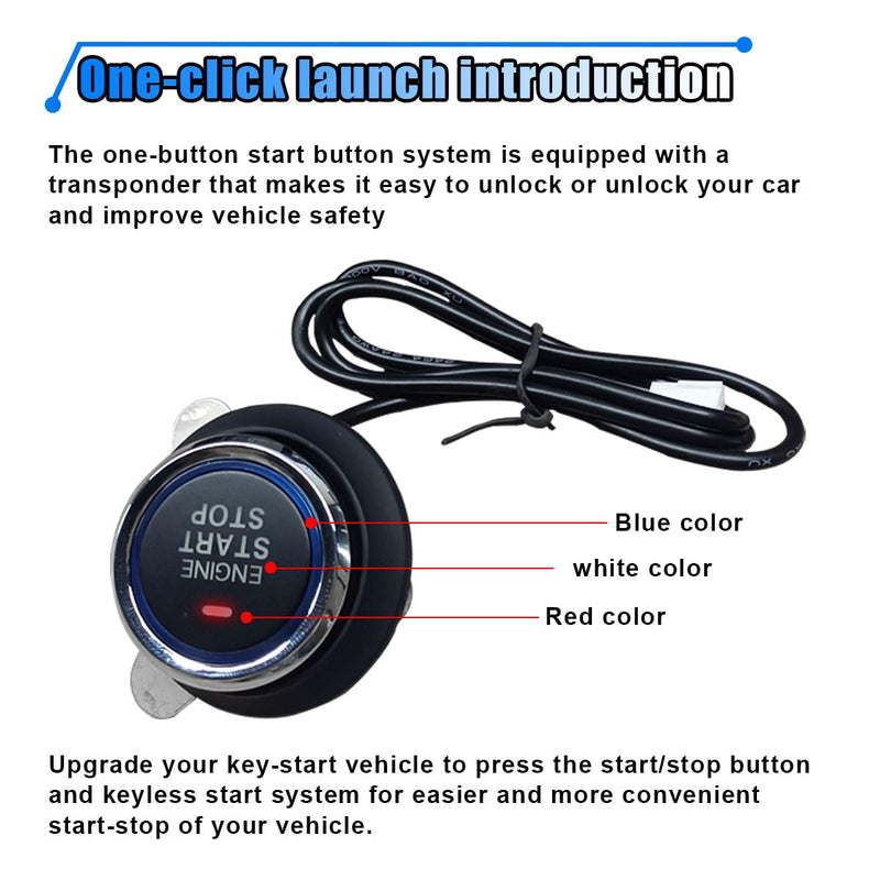 Car Push Engine Start Button Kit, Upgrade Push to Start Ignition Kit, Smart Keyless Go System for Most DC12V Cars