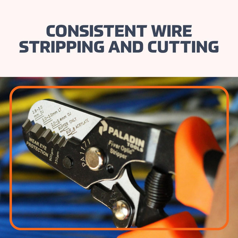 Paladin Tools PA1171 ProGrip Fiber Optic Stripper, 5-in-1 Professional Grade Fiber Optic Stripping Tool