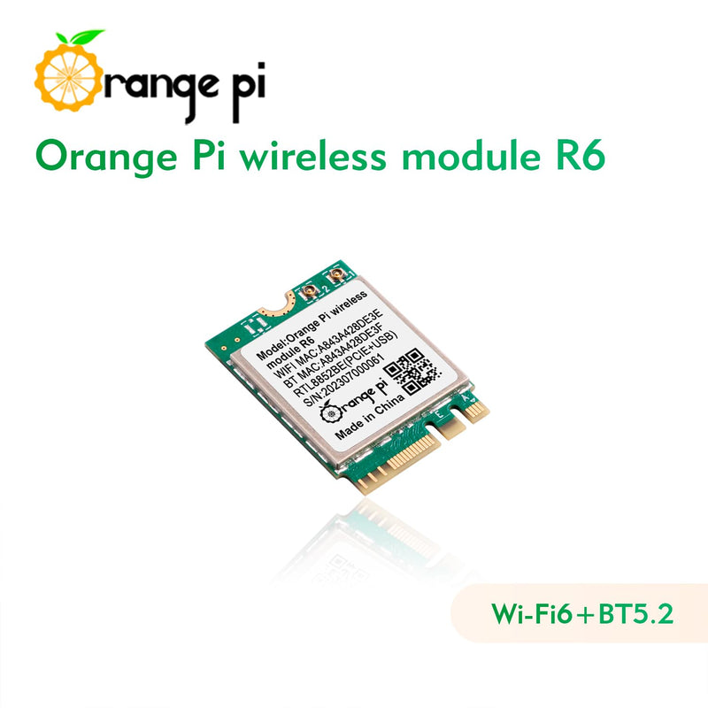 Orange Pi 5 Plus WiFi 6 Module Wireless Card 1201Mbps PCIe Wi-Fi6+BT5.2, Wireless Module R6 Support WiFi Bluetooth Compatible with Orange Pi 5 Plus Singble Board Computers