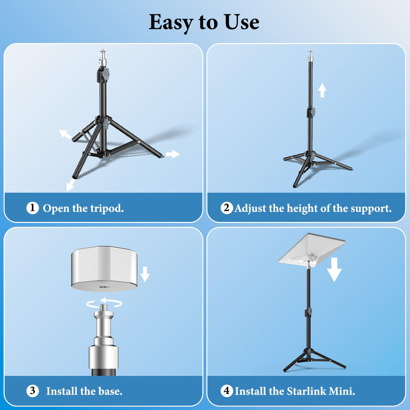 Tripod Mount with Adapter for Starlink Mini, 2 Level Adjustable Height,45-Degree Angle,Compatible with Starlink Mounting Kit,Starlink Mini Mount Adapter with Sturdy& Stability for Outdoor Camping,RV