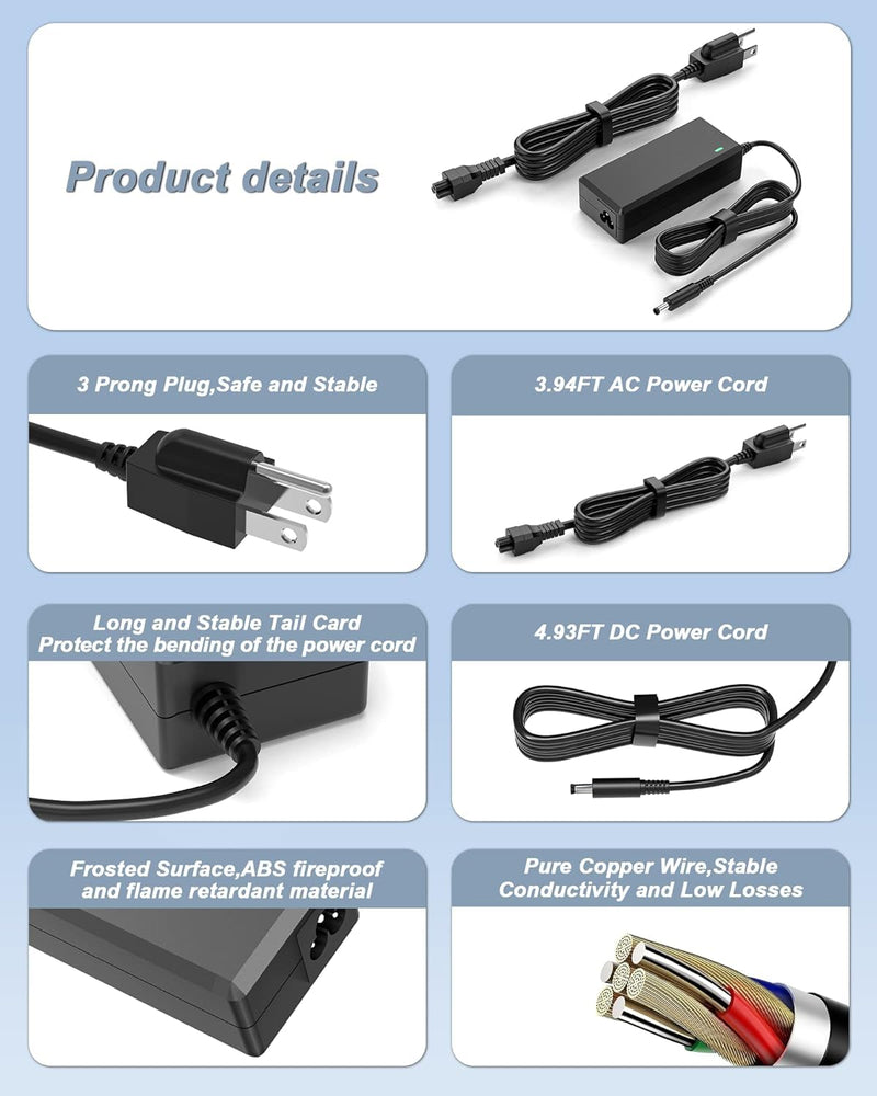 65W Power Adapter Compatible with Dell Ultra HD/4K Triple Display Docking Station D3100 D1000 5M48M 452-BBPG 5RR7X Replacement for Docking Station Power Supply.