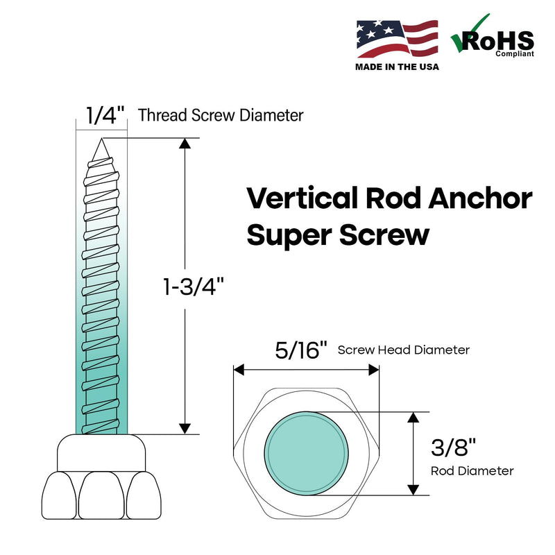 Everflow 8059957-25 3/8" Screw Vertically Threaded Rod Anchor Designed for Concrete Structure, Steel, Zinc Finish, 5/16 x 1-3/4" Screw Length (25 Pack) 5/16 x 1 3/4 in. Screw ROD SIZE 3/8"