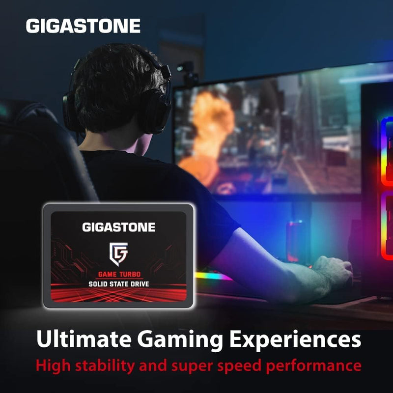 Gigastone SATA SSD 1TB 2.5 inch SSD 550MB/s Upgrade Laptop PC Memory and Storage PS4 HDD Replacement 2.5" Internal Solid State Hard Drives SATA III SLC Cache 3D NAND Game Turbo Performance